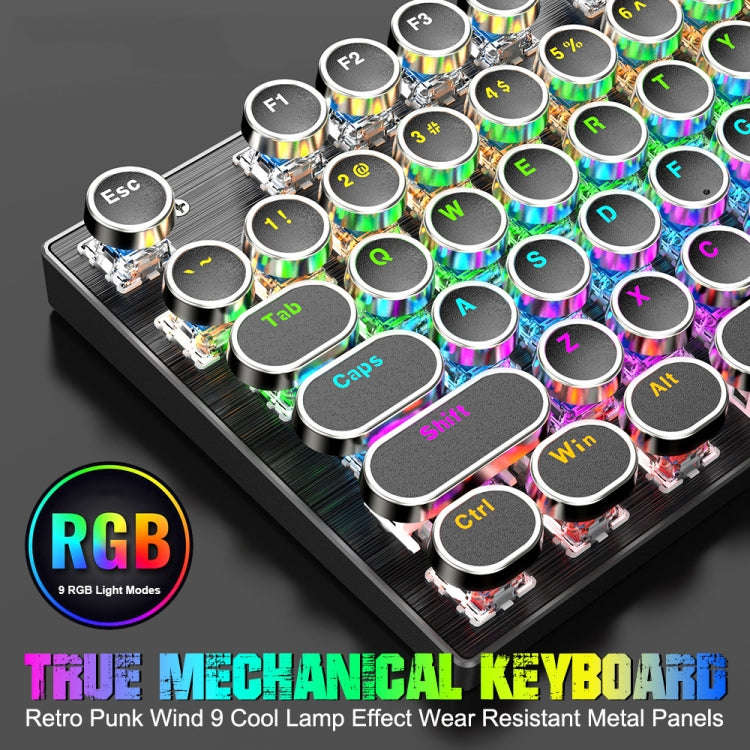 T-WOLF T75 104 Keys Adjustable RGB Light Computer Game Wired Mechanical Keyboard(Black)