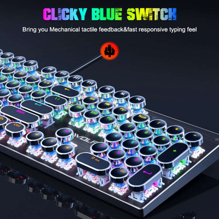 T-WOLF T75 104 Keys Adjustable RGB Light Computer Game Wired Mechanical Keyboard(Black)