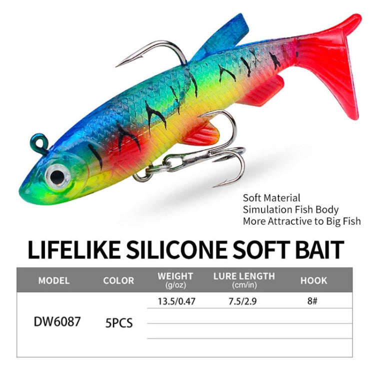 PROBEROS DW6087 T-Tail Lead Fish Soft Lure Sea Bass Boat Fishing Bionic Fake Bait, Specification:...