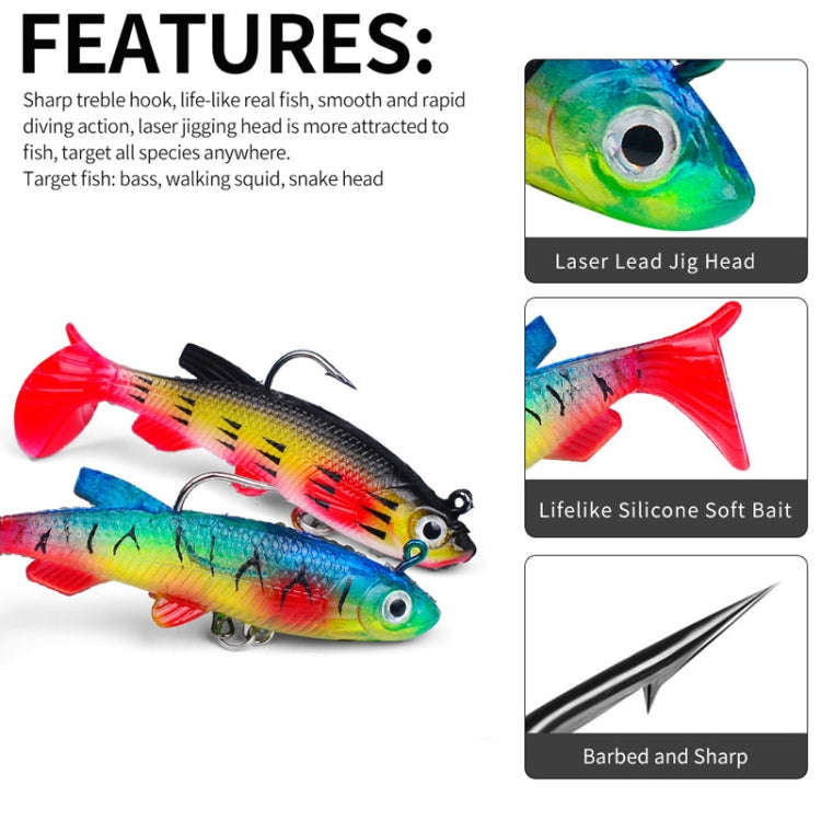 PROBEROS DW6087 T-Tail Lead Fish Soft Lure Sea Bass Boat Fishing Bionic Fake Bait, Specification:...