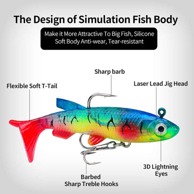 PROBEROS DW6087 T-Tail Lead Fish Soft Lure Sea Bass Boat Fishing Bionic Fake Bait, Specification:...