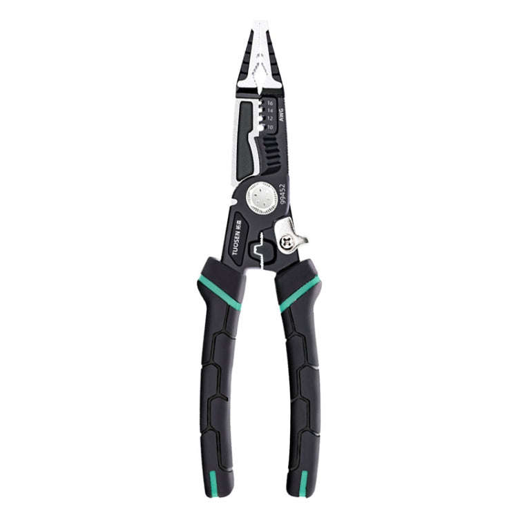 TUOSEN 9-in-1 Multifunctional Wire Stripper with Pointed Nose Cable Cutting and Crimping Tool