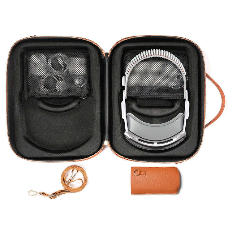 For Apple Vision Pro Headset Multifunctional Storage Bag Carrying Case(Brown)