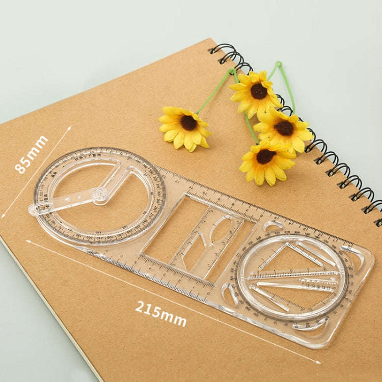 2pcs Multifunctional Drawing Ruler Function Drawing Protractor Geometric Ruler(For Primary School)
