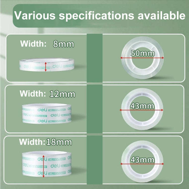6 Rolls Width 1.2cm x Length 15m Deli Small High Viscosity Office Transparent Tape Student Statio...