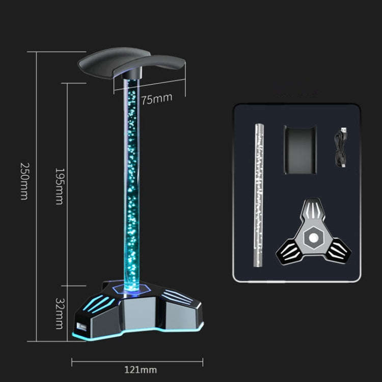 RGB Lighted Headphone Stand With Ambient Light USB Expansion Port Headphone Display Bracket, Styl...