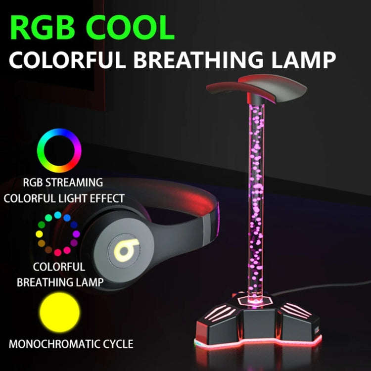 RGB Lighted Headphone Stand With Ambient Light USB Expansion Port Headphone Display Bracket, Styl...