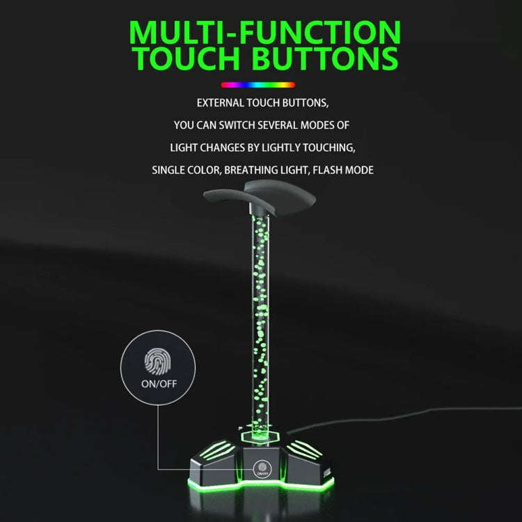 RGB Lighted Headphone Stand With Ambient Light USB Expansion Port Headphone Display Bracket, Styl...