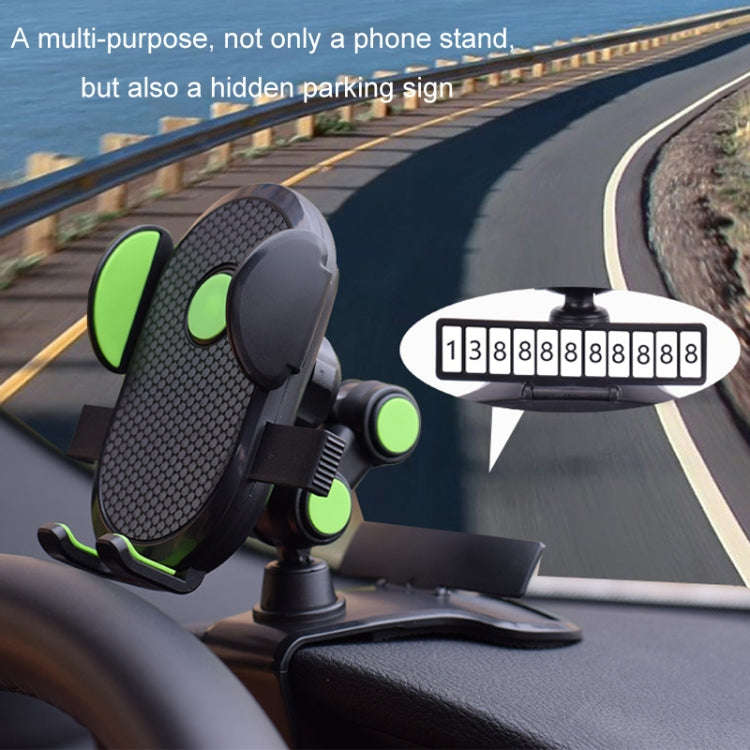 Car Dashboard Chuck Navigation Bracket Parking Number Plate(Green)