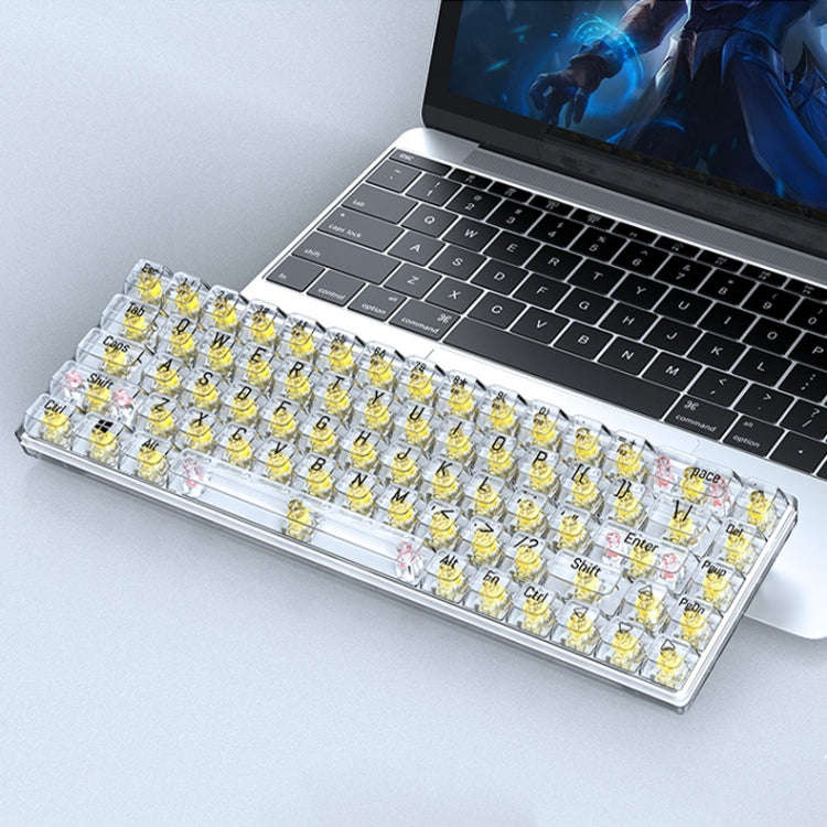 T-WOLF T40 68-Keys RGB Mixed Light Office Gaming Transparent Mechanical Keyboard(Yellow)