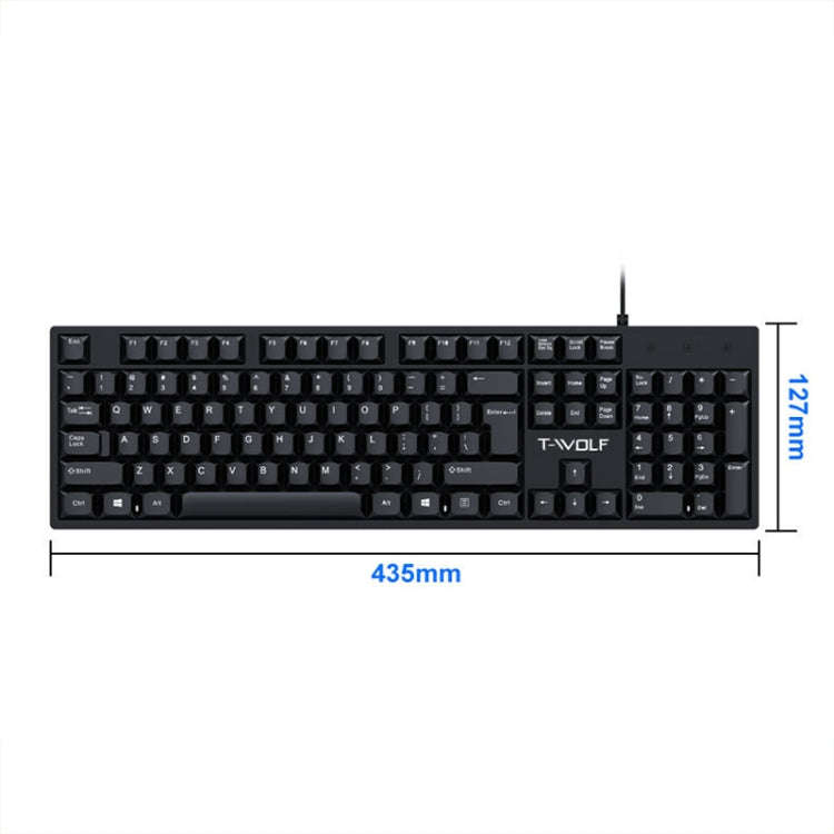T-WOLF 104-keys USB Computer Office Home Wired Keyboard(T15)
