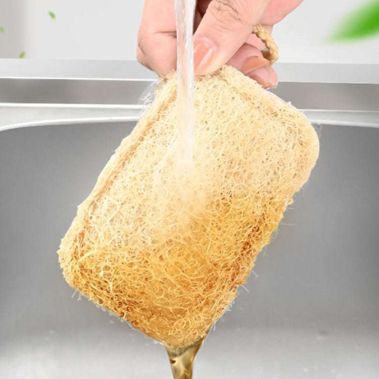 Natural Loofah Dishwashing Brush Dishwashing Tool Loofah Rag Brush, Style: Hard Square(Cowhide Pa...