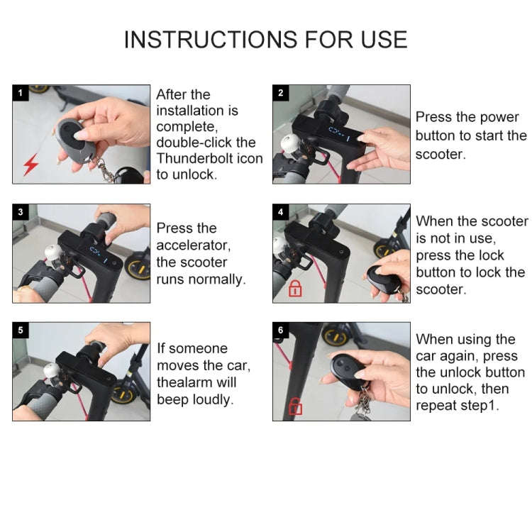 For Xiaomi M365  Electric Scooter 36-55V Anti-Theft Alarm Detector + 2 Remote Controller