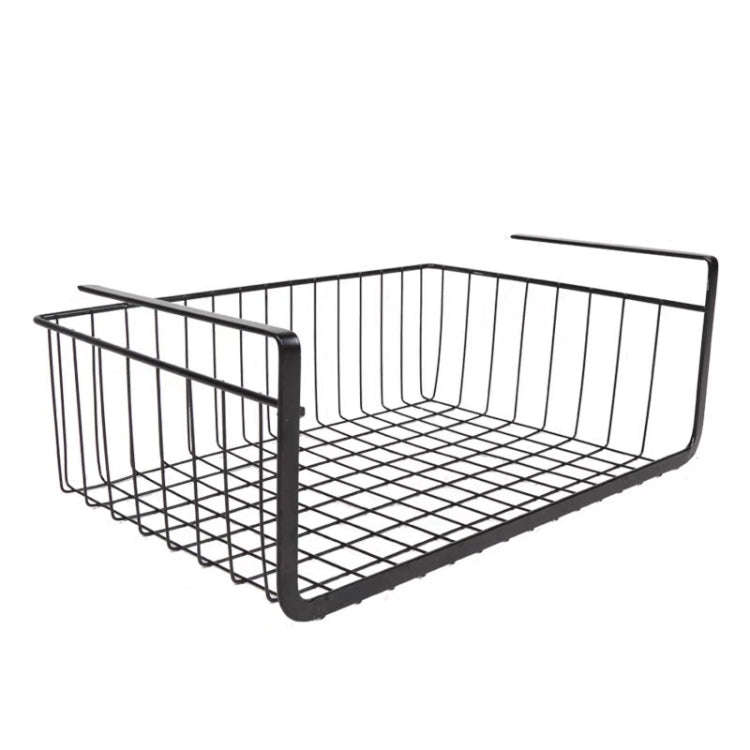 40x25x14cm Closet Organizer Metal Shelf Kitchen Cabinet Under Hanging Shelf(Black)