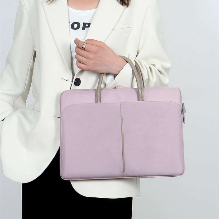 15 -15.6 Inch Oxford Cloth Laptop Bag Mens Womens Briefcase with PU Handle(Lotus Pink)