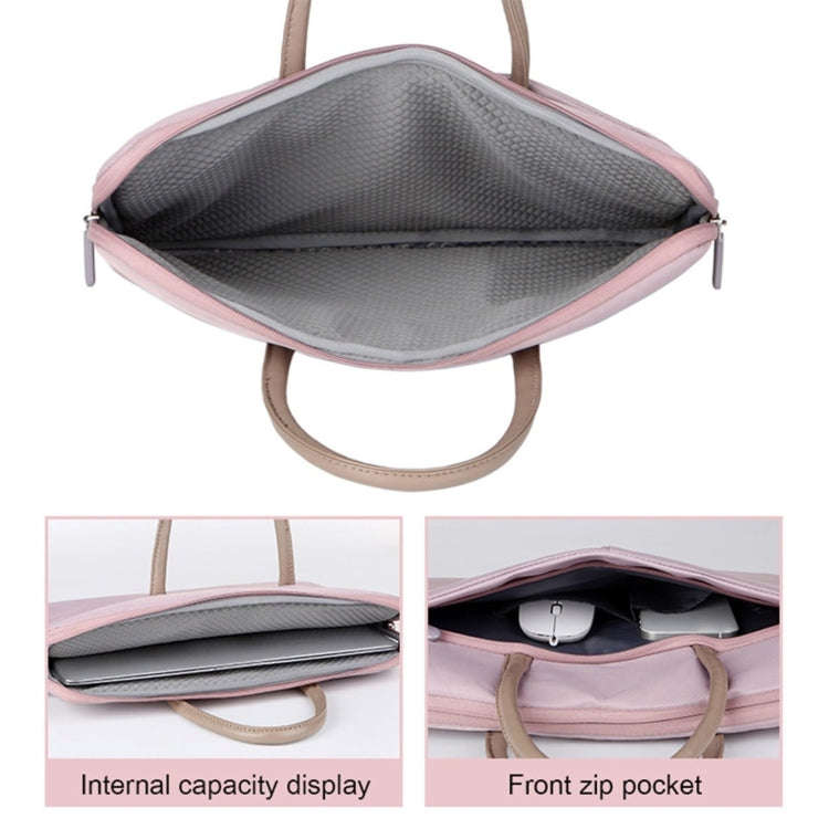 15 -15.6 Inch Oxford Cloth Laptop Bag Mens Womens Briefcase with PU Handle(Lotus Pink)