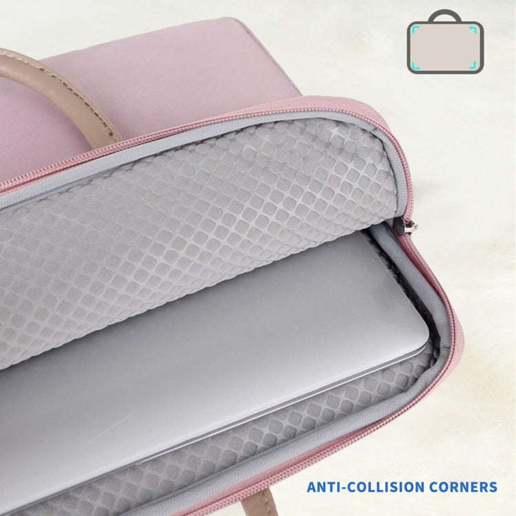 14 -14.6 Inch Oxford Cloth Laptop Bag Mens Womens Briefcase with PU Handle(Lotus Pink)