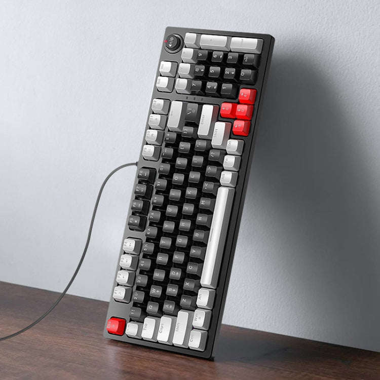 T-WOLF T50 97-keys RGB Luminous Color-Matching Game Mechanical Keyboard with Knob, Color: Black B