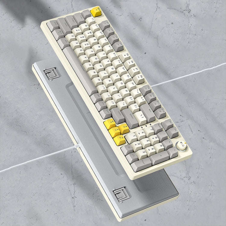 T-WOLF T50 97-keys RGB Luminous Color-Matching Game Mechanical Keyboard with Knob, Color: White B