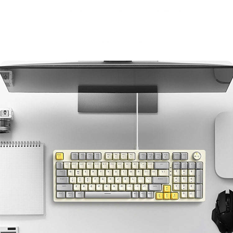 T-WOLF T50 97-keys RGB Luminous Color-Matching Game Mechanical Keyboard with Knob, Color: Black B