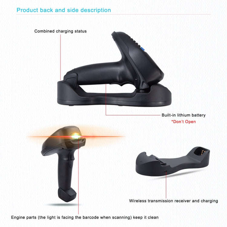 1D CCD Red Light Wireless Barcode Reader Scanner Data Collector With 2.2-Inch LCD Screen