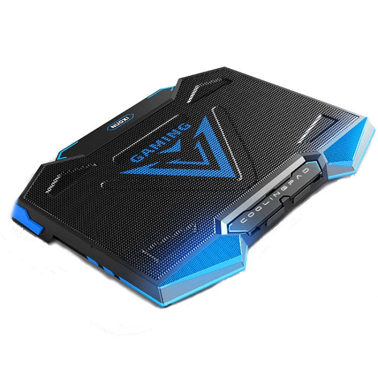 NUOXI 5 Fans Laptop Radiator Bracket Height Adjustable with Dual USB Ports(Black and Blue)