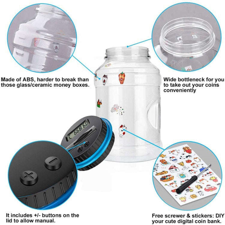Digital Display Counting Piggy Bank With Lock, Currency: US Dollar