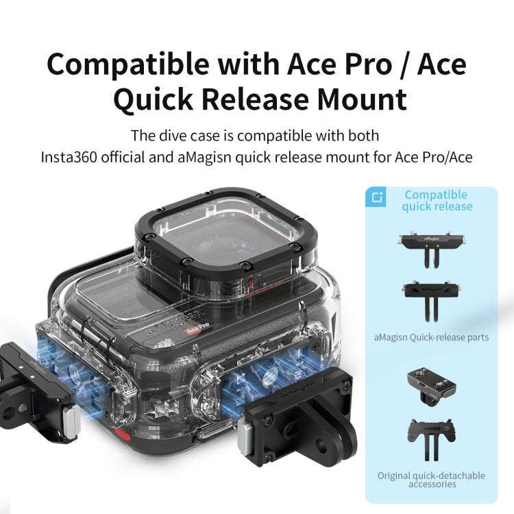 For Insta360 Ace aMagisn Horizontal and Vertical Shooting Dive Shell 60m Waterproof Shell Accesso...