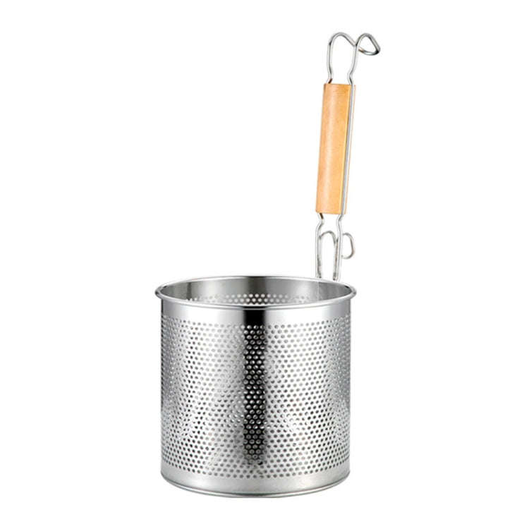 Household Stainless Steel Wooden Handle Spoon Kitchen Filtering Powder Oil Leakage Frying Basket,...