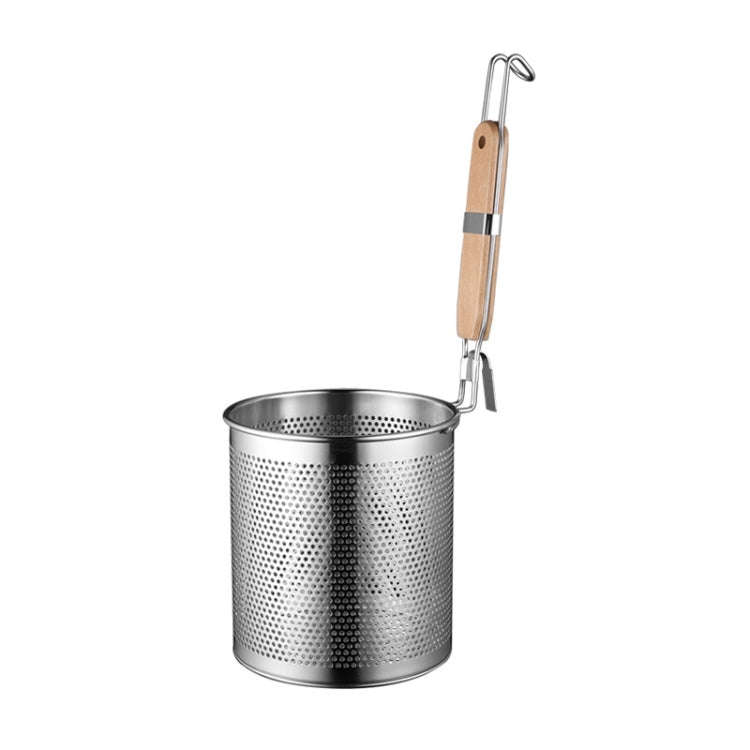 Household Stainless Steel Wooden Handle Spoon Kitchen Filtering Powder Oil Leakage Frying Basket,...