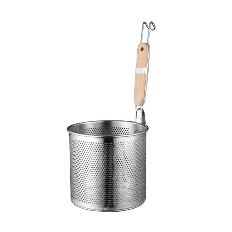 Household Stainless Steel Wooden Handle Spoon Kitchen Filtering Powder Oil Leakage Frying Basket,...