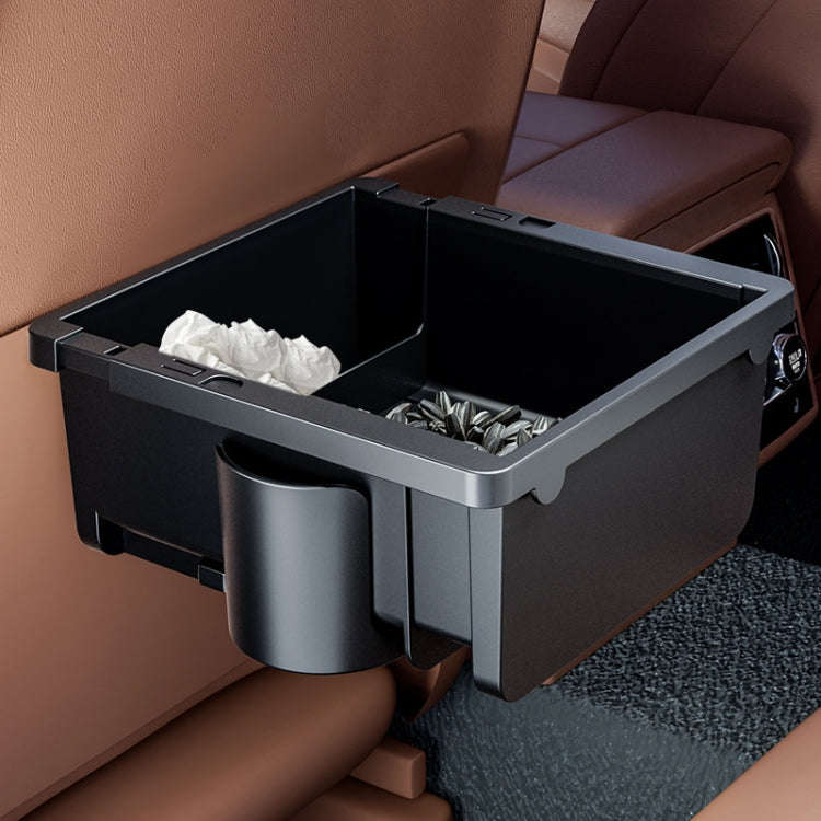 Car Seat Armrest Storage Box Adjustable Tissue Box(Black)