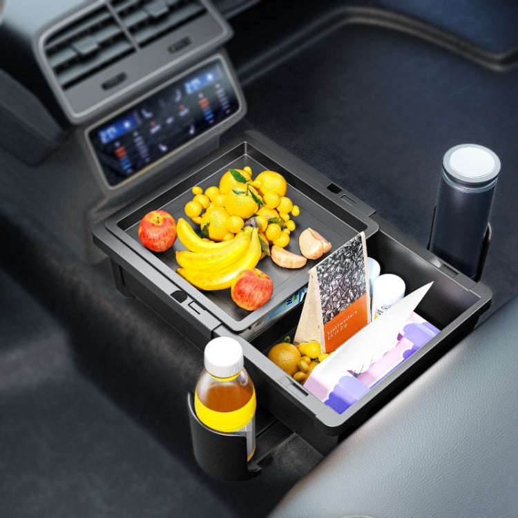 Car Seat Armrest Storage Box Adjustable Tissue Box(Black)