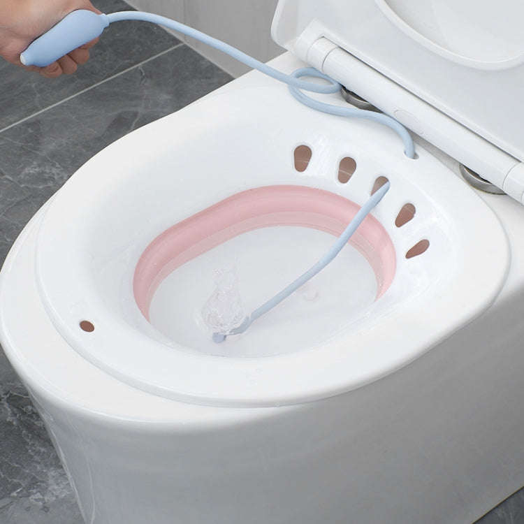 Foldable Bidet Squat-free Maternity Bathtub After Anal Surgery Care Basin With Flusher(Pink)