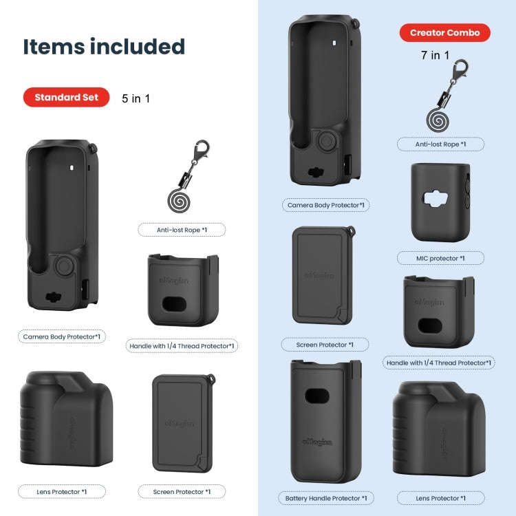 For DJI Osmo Pocket 3 AMagisn Silicone Protection Case Movement Camera Accessories, Style: 5 In 1...