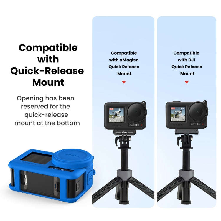 For DJI Osmo Action 4 / 3 aMagisn Silicone Protection Case Camera Protection Accessories(Black)
