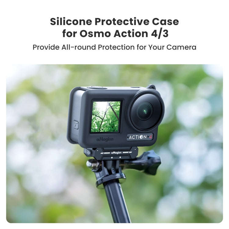 For DJI Osmo Action 4 / 3 aMagisn Silicone Protection Case Camera Protection Accessories(Black)