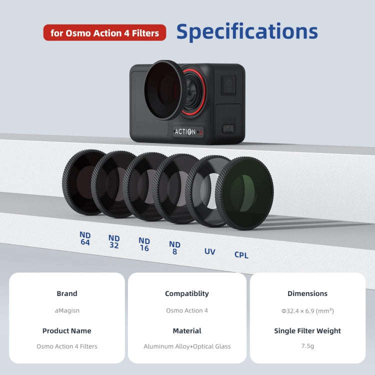For DJI Osmo Action 5 Pro / 4 AMagisn Waterproof Filter Sports Camera Accessories, Style: CPL