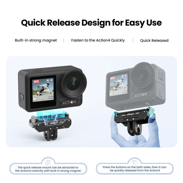 For DJI Osmo Action 4 / 3 aMagisn Magnetic Fast Disassembly Motion Camera Accessories