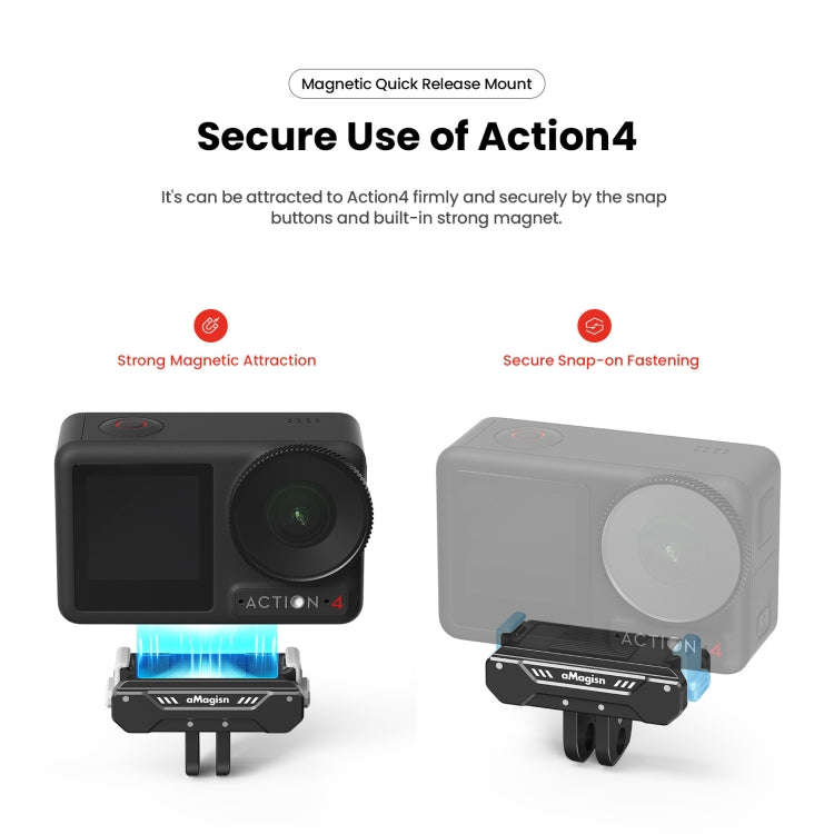 For DJI Osmo Action 4 / 3 aMagisn Magnetic Fast Disassembly Motion Camera Accessories