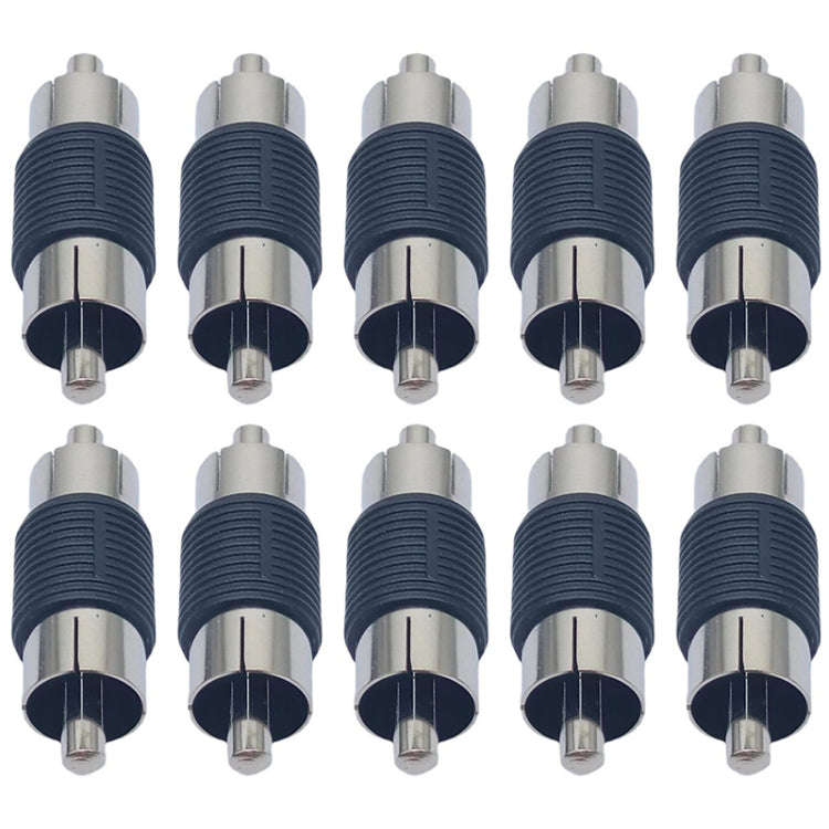 10pcs RCA Lotus Head Straight-through Male Monitoring Audio Adapter AV Butt Joint(Male to Male)