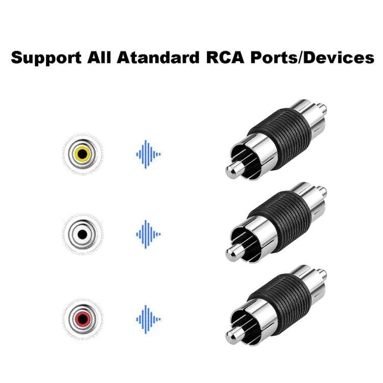 10pcs RCA Lotus Head Straight-through Male Monitoring Audio Adapter AV Butt Joint(Male to Male)