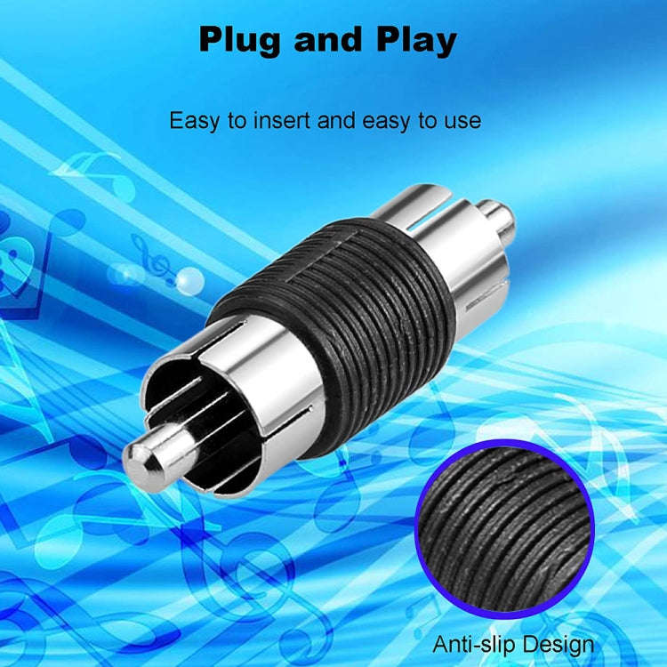 10pcs RCA Lotus Head Straight-through Male Monitoring Audio Adapter AV Butt Joint(Male to Male)