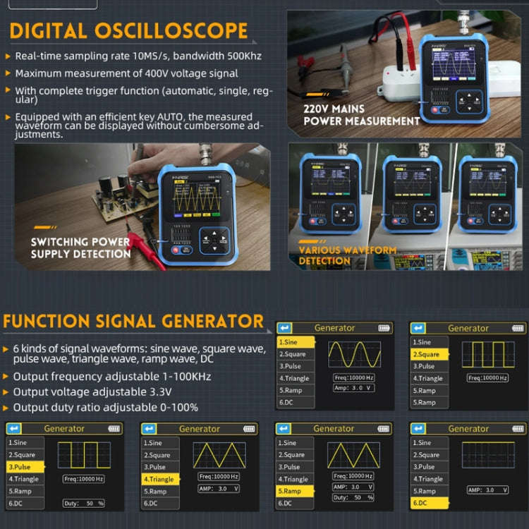FNIRSI 3 In 1 Handheld Digital Oscilloscope LCR Transistor Tester, Specification: Upgrade