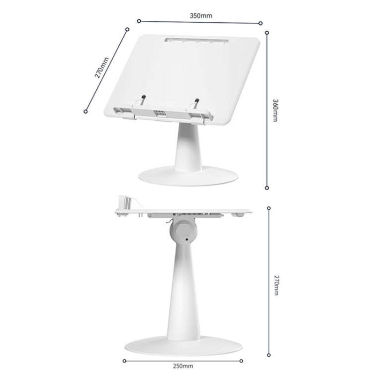 Children Reading Rack Flip Book Reading Stand Multi-functional Adjustable Student Bookshelf(White)