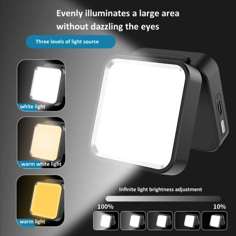 Camping Cycling Lavalier Lamp Night Fishing Light Three-Color Temperature Reading Lamp(Black)