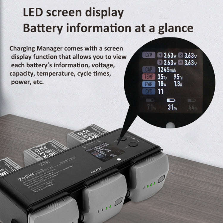 For DJI Air 3 Smart Flight Battery LKTOP 200W 3-Channel Charging Manager