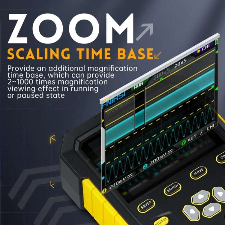 FNIRSI 2 In 1 Small Handheld Fluorescence Digital Dual-Channel Oscilloscope, US Plug(Yellow)