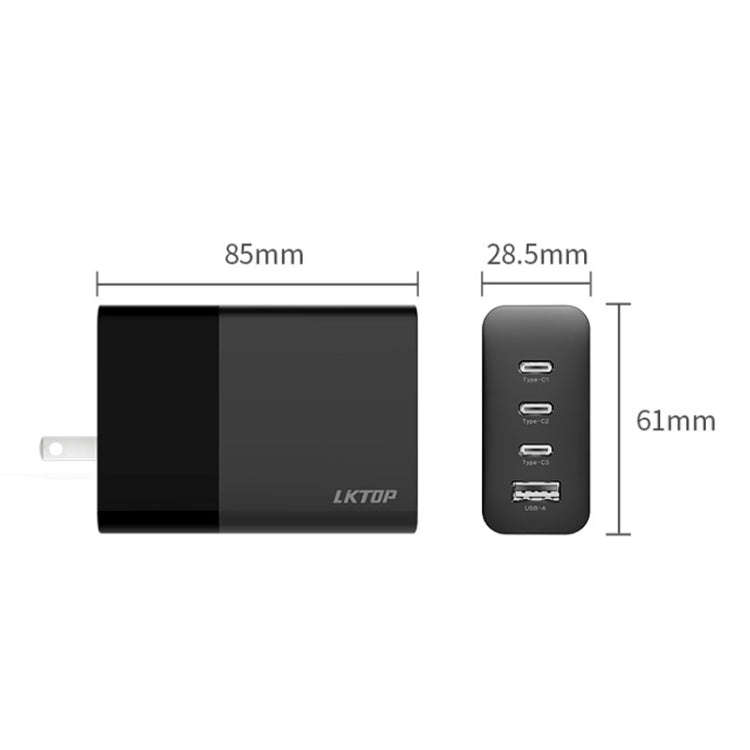 LKTOP 100W Gallium Nitride Fast Charger AC Adapter With 3 USB-C/Type-C+1 USB-A Port US Plug