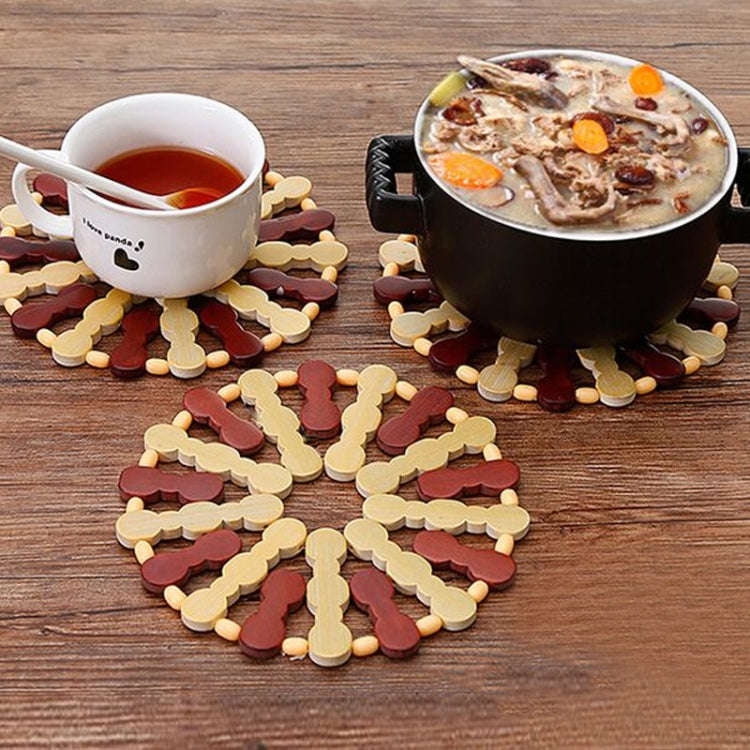 Bamboo Dining Table Insulation Pad Heatproof Coasters Anti-Scald Pot Mat(14x15cm Square)